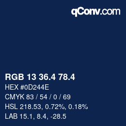 カラーコード: RGB 13 36.4 78.4 | qconv.com