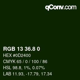 カラーコード: RGB 13 36.8 0 | qconv.com
