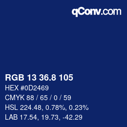 カラーコード: RGB 13 36.8 105 | qconv.com