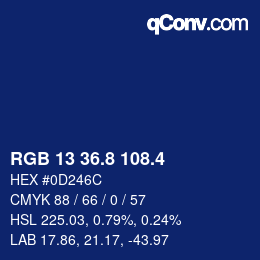 カラーコード: RGB 13 36.8 108.4 | qconv.com