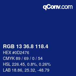 カラーコード: RGB 13 36.8 118.4 | qconv.com
