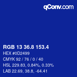 カラーコード: RGB 13 36.8 153.4 | qconv.com