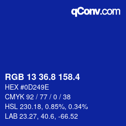 カラーコード: RGB 13 36.8 158.4 | qconv.com