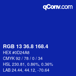 カラーコード: RGB 13 36.8 168.4 | qconv.com