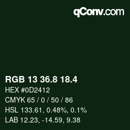 カラーコード: RGB 13 36.8 18.4 | qconv.com