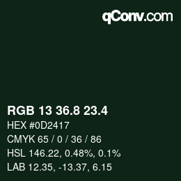 カラーコード: RGB 13 36.8 23.4 | qconv.com