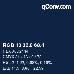 カラーコード: RGB 13 36.8 68.4 | qconv.com