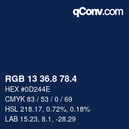 カラーコード: RGB 13 36.8 78.4 | qconv.com