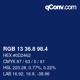 カラーコード: RGB 13 36.8 98.4 | qconv.com