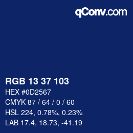 Color code: RGB 13 37 103 | qconv.com