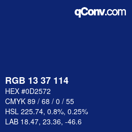 Color code: RGB 13 37 114 | qconv.com