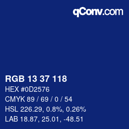 カラーコード: RGB 13 37 118 | qconv.com