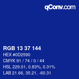 カラーコード: RGB 13 37 144 | qconv.com
