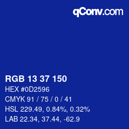 カラーコード: RGB 13 37 150 | qconv.com