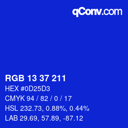 颜色代码: RGB 13 37 211 | qconv.com
