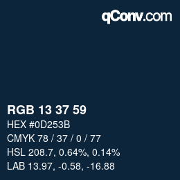 カラーコード: RGB 13 37 59 | qconv.com