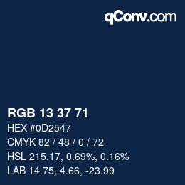 Color code: RGB 13 37 71 | qconv.com