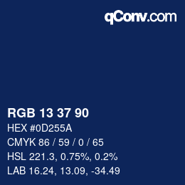 Color code: RGB 13 37 90 | qconv.com
