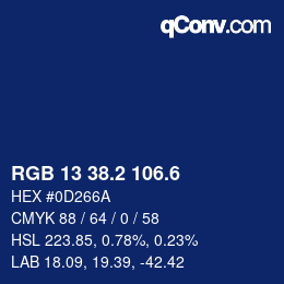 カラーコード: RGB 13 38.2 106.6 | qconv.com