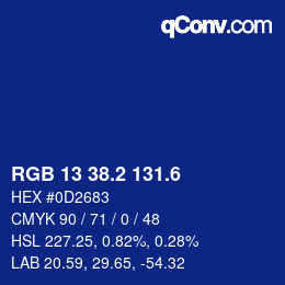 カラーコード: RGB 13 38.2 131.6 | qconv.com
