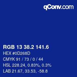 カラーコード: RGB 13 38.2 141.6 | qconv.com