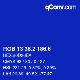 カラーコード: RGB 13 38.2 186.6 | qconv.com