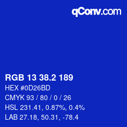 カラーコード: RGB 13 38.2 189 | qconv.com