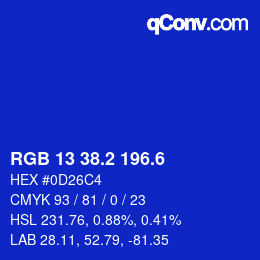 カラーコード: RGB 13 38.2 196.6 | qconv.com