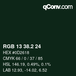 カラーコード: RGB 13 38.2 24 | qconv.com
