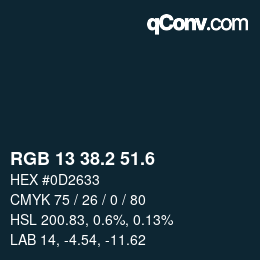 カラーコード: RGB 13 38.2 51.6 | qconv.com