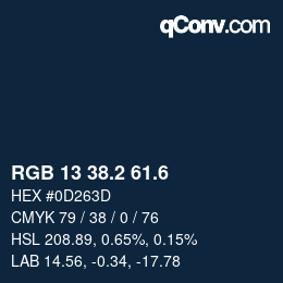 カラーコード: RGB 13 38.2 61.6 | qconv.com