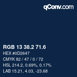 カラーコード: RGB 13 38.2 71.6 | qconv.com