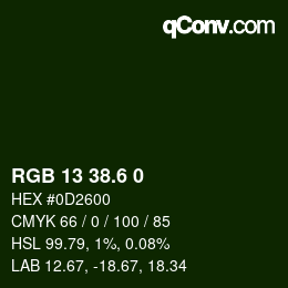 カラーコード: RGB 13 38.6 0 | qconv.com