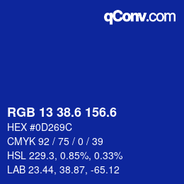 カラーコード: RGB 13 38.6 156.6 | qconv.com