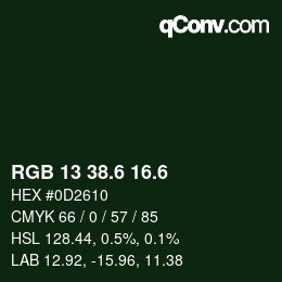 カラーコード: RGB 13 38.6 16.6 | qconv.com