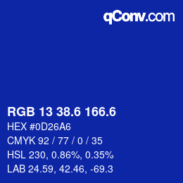 カラーコード: RGB 13 38.6 166.6 | qconv.com