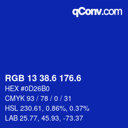 カラーコード: RGB 13 38.6 176.6 | qconv.com