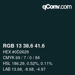 カラーコード: RGB 13 38.6 41.6 | qconv.com