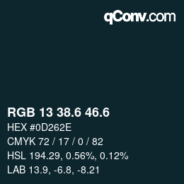 カラーコード: RGB 13 38.6 46.6 | qconv.com
