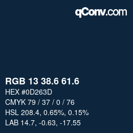 カラーコード: RGB 13 38.6 61.6 | qconv.com
