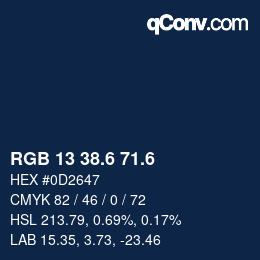 カラーコード: RGB 13 38.6 71.6 | qconv.com