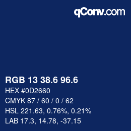 カラーコード: RGB 13 38.6 96.6 | qconv.com