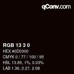 カラーコード: RGB 13 3 0 | qconv.com