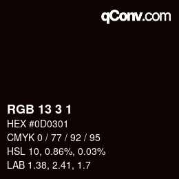 Color code: RGB 13 3 1 | qconv.com