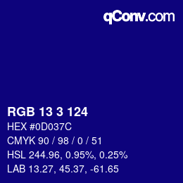 Color code: RGB 13 3 124 | qconv.com