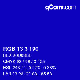 Color code: RGB 13 3 190 | qconv.com