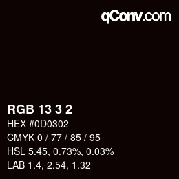 Color code: RGB 13 3 2 | qconv.com