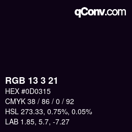 Color code: RGB 13 3 21 | qconv.com