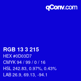 カラーコード: RGB 13 3 215 | qconv.com