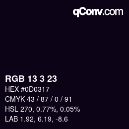 Color code: RGB 13 3 23 | qconv.com